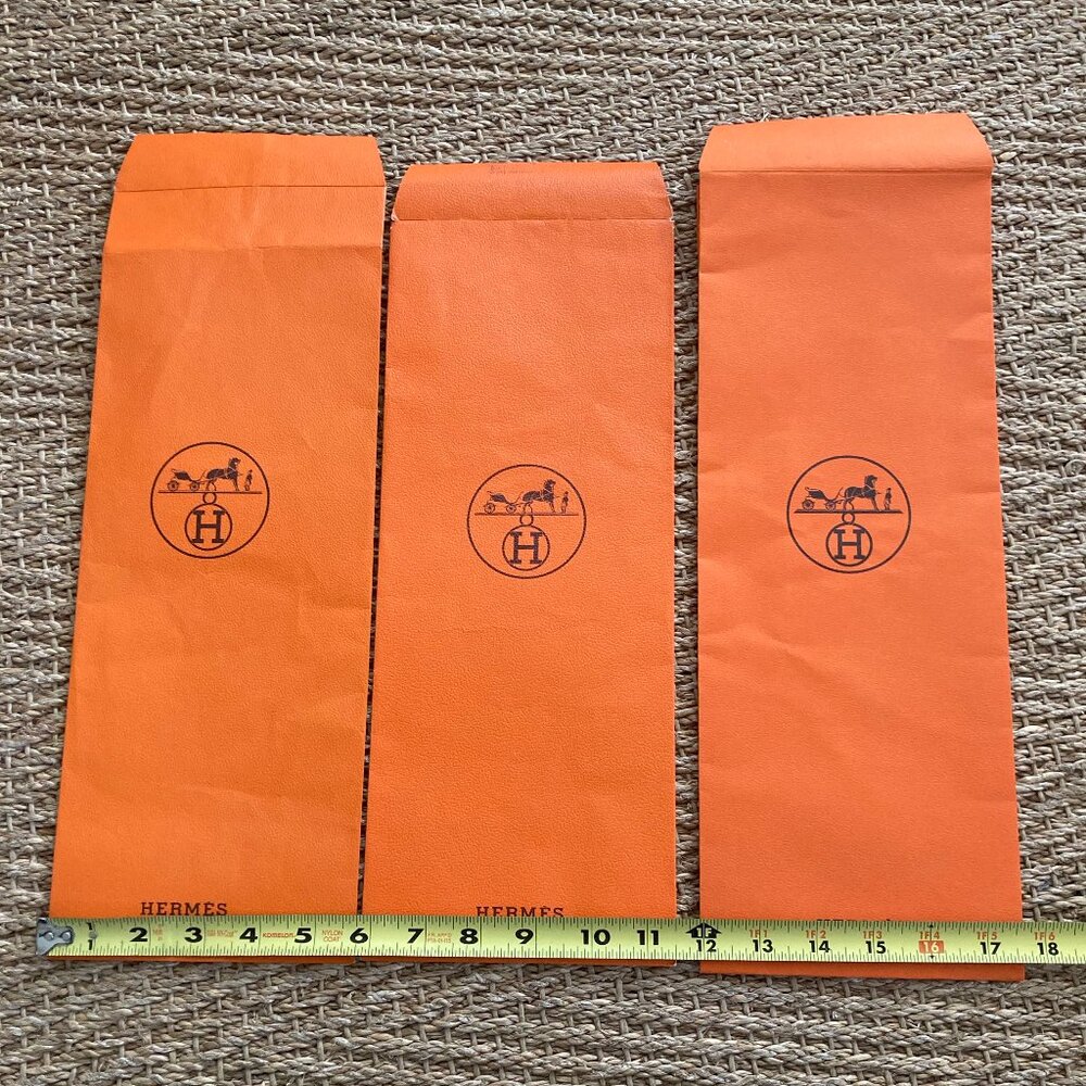 3 HERMES Vintage Authentic Iconic Orange Tie Sleeve / Sleeves